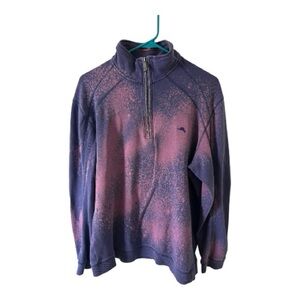 Tommy Bahama 1/4 Zip Pullover Bleach Dyed Distressed Upcycled L Sweatshirt